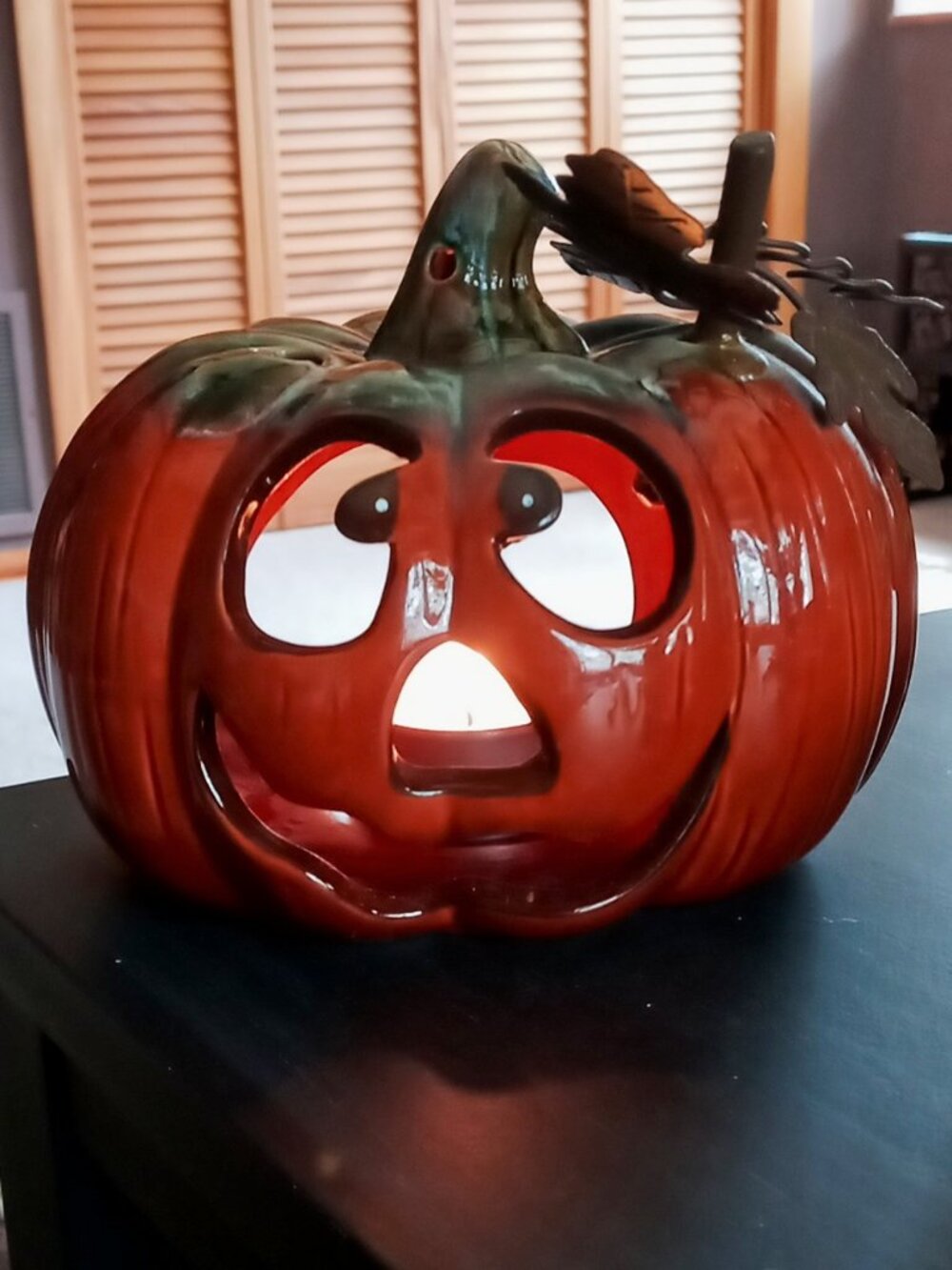 Halloween Pumpkin Jack-O-Lantern Ceramic Tealight Votive Candle Holder - Picture 5 of 16